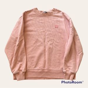 Acne Studios Light Pink Salmon Oversized Casual Face Crewneck Sweatshirt Sz XXS